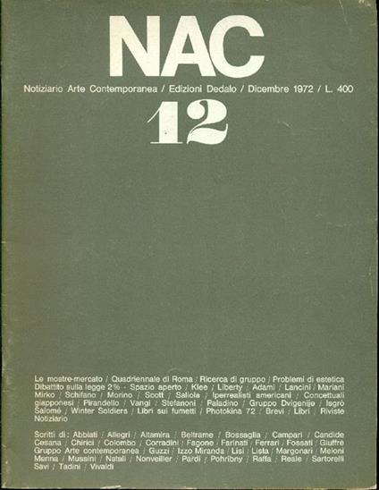 NAC. Dicembre 1972. Numero 12 - copertina