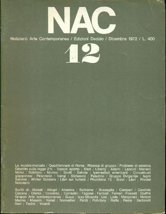 NAC. Dicembre 1972. Numero 12 - copertina