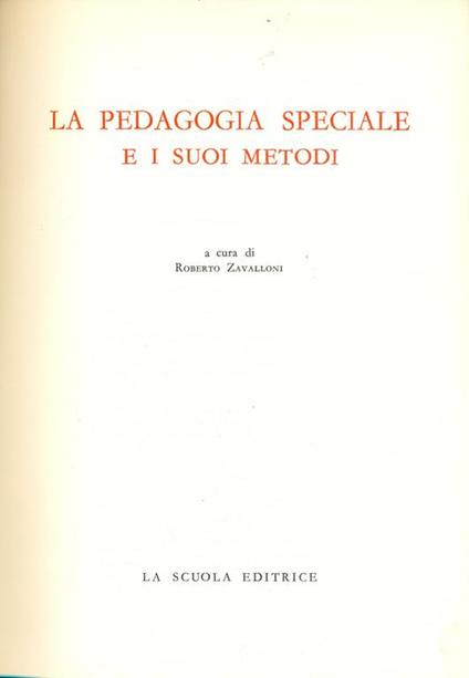 La pedagogia speciale e i suoi metodi - copertina