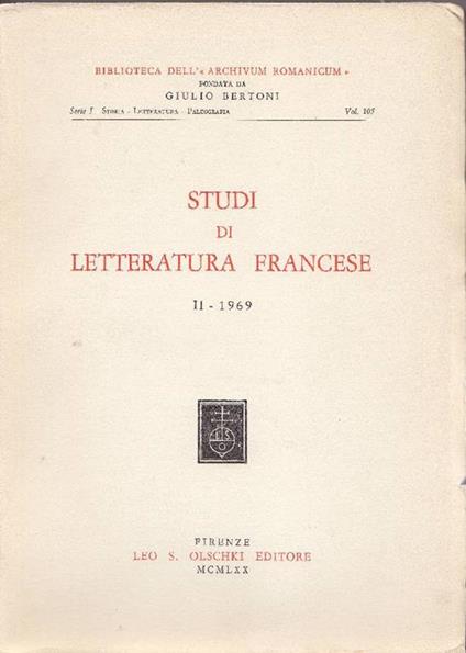 Studi di letteratura francese - copertina