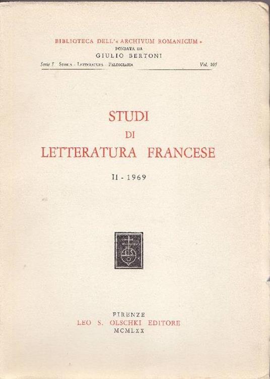 Studi di letteratura francese - copertina