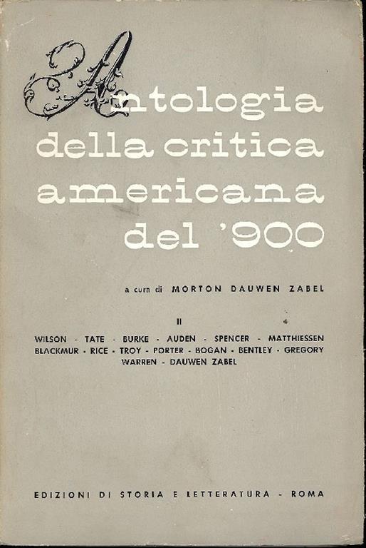 Antologia della critica americana del Novecento. Volume II - copertina