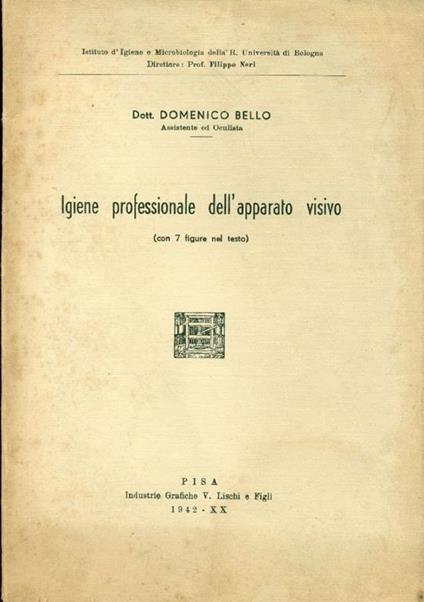Igiene professionale dell'apparato visivo - Domenico Bello - copertina