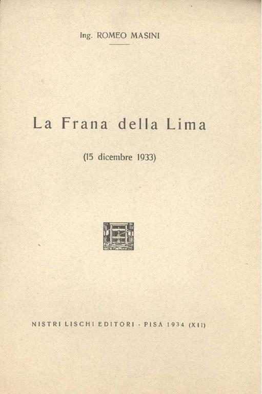 La Frana della Lima - Romeo Masini - copertina