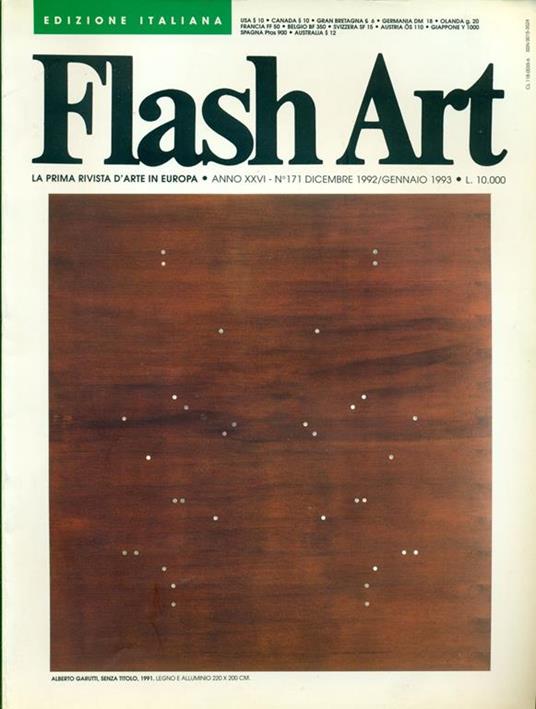 Flash Art. Dicembre1992/Gennaio 1993, N. 171, Anno XXVI - copertina