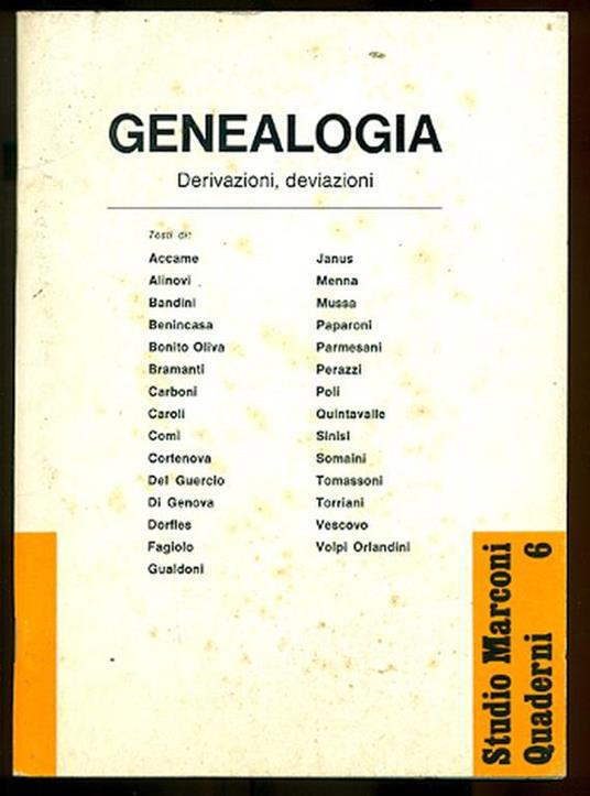 Genealogia. Derivazioni, deviazioni - copertina