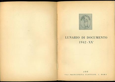 Lunario di Documento 1942 XX - 2
