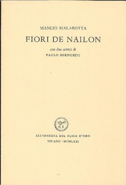 Fiori de nailon - Manlio Malabotta - copertina