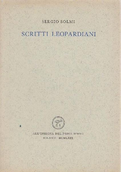 Scritti leopardiani - Sergio Solmi - copertina