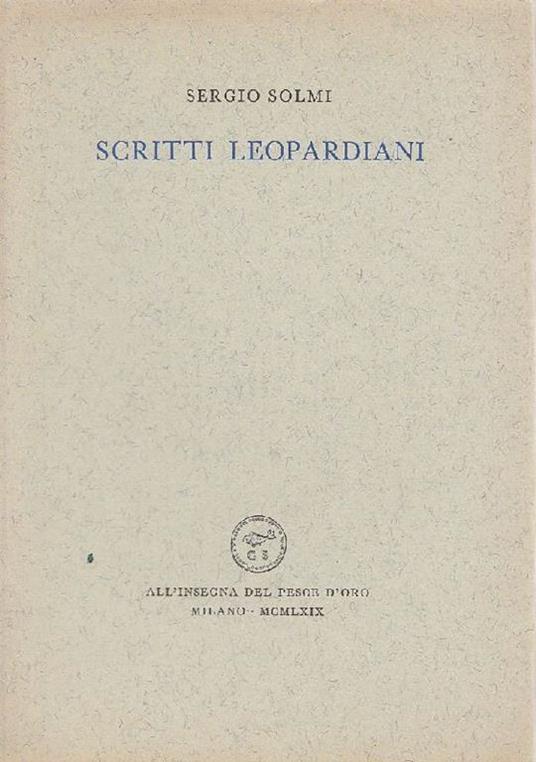 Scritti leopardiani - Sergio Solmi - copertina