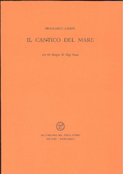 Il cantico del mare - Francesco Zedda - copertina
