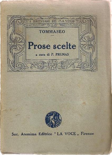 Prose scelte - Niccolò Tommaseo - copertina