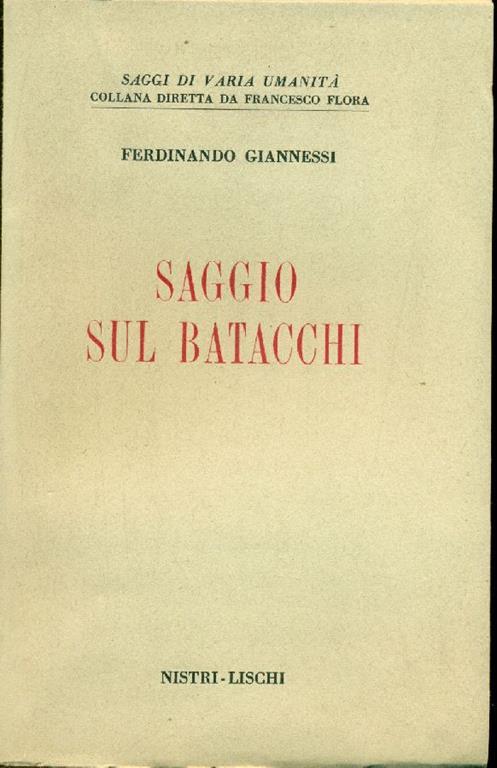 Saggio sul Batacchi - Ferdinando Giannessi - copertina