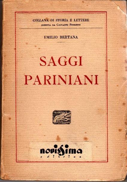 Saggi pariniani - Emilio Bertana - copertina