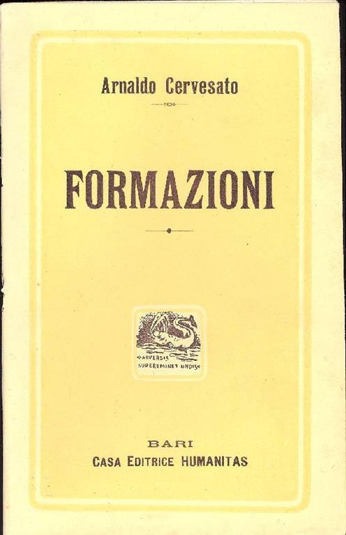 Formazioni. Concordanze della Nuova Parola - Arnaldo Cervesato - copertina