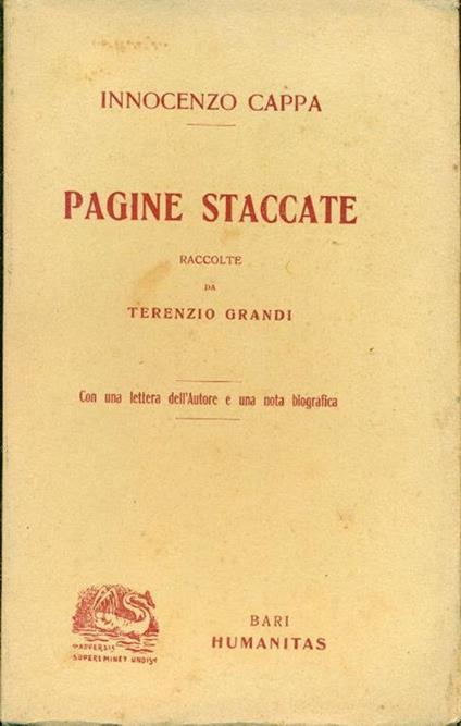Pagine staccate. Raccolte da Terenzio grandi - Innocenzo Cappa - copertina