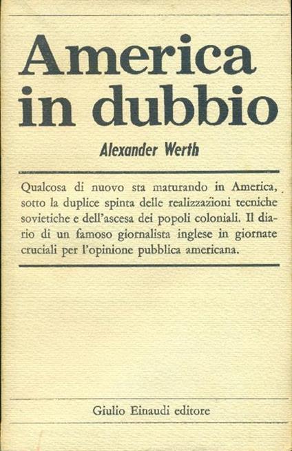 America in dubbio - Alexander Werth - copertina