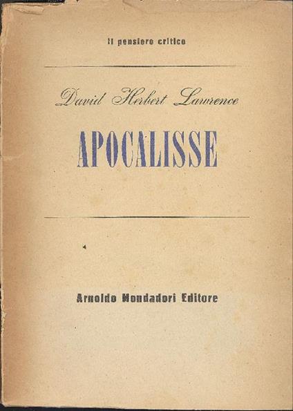Apocalisse - David Herbert Lawrence - copertina