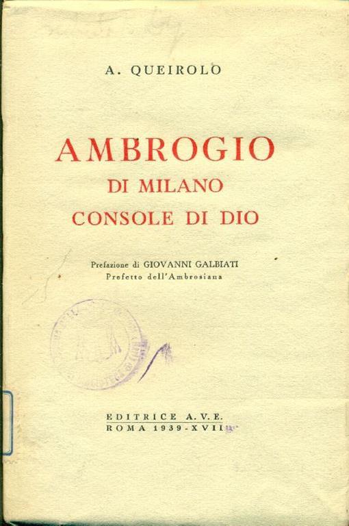 Ambrogio di Milano, console di Dio - Agostino Queirolo - copertina