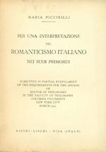 Per una interpretazione del Romanticismo italiano nei suoi primordi