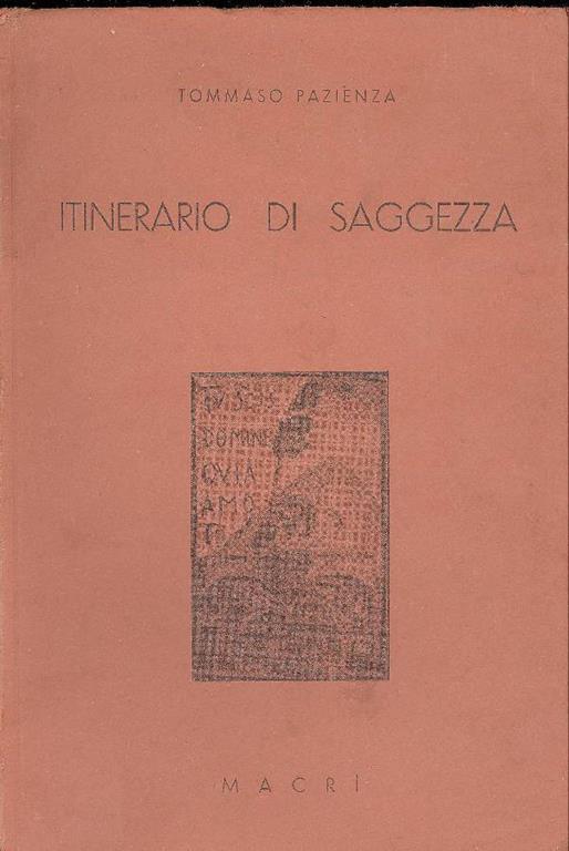 Itinerario di saggezza - Tommaso Pazienza - copertina