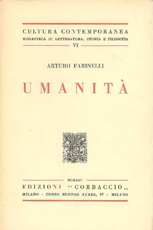 Umanità - Arturo Farinelli - copertina