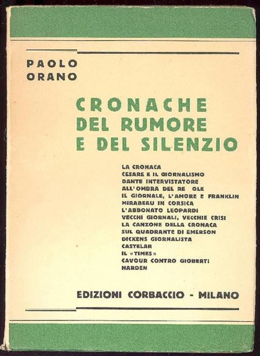 Cronache del rumore e del silenzio - Paolo Orano - copertina