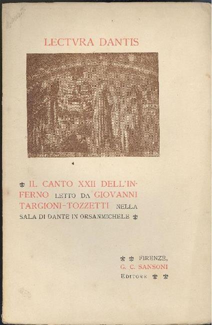 Il canto XXII dell'Inferno - Giovanni Targioni Tozzetti - copertina
