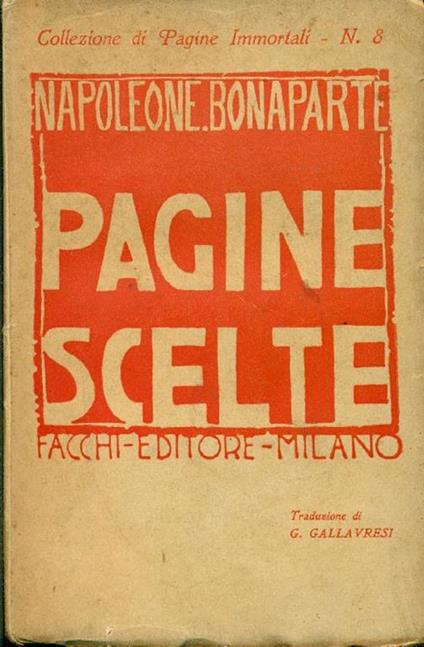 Pagine scelte - Napoleone Bonaparte - copertina