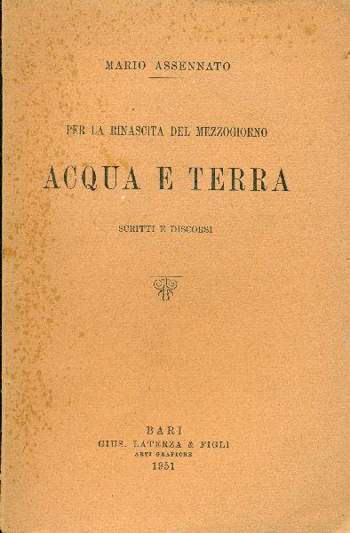 Per la rinascita del Mezzogiorno. Acqua e terra - Mario Assennato - copertina