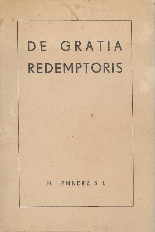 De gratia redemptoris - H. Lennerz - copertina