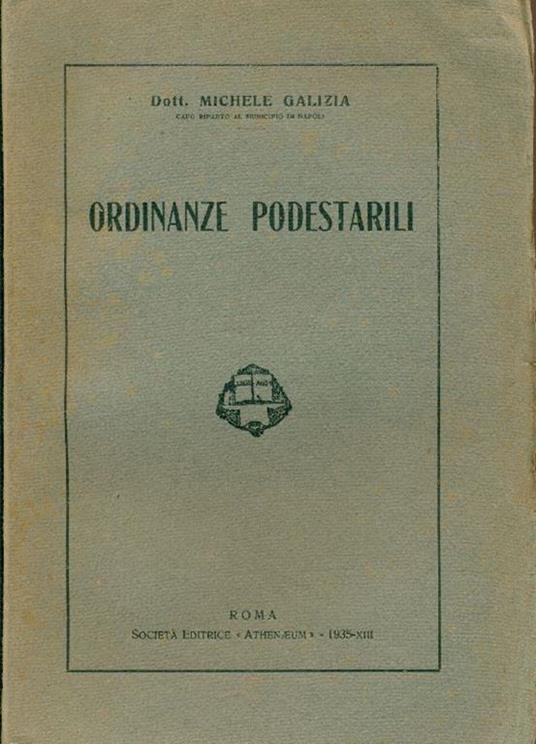 Ordinanze podestabili - Michele Galizia - copertina