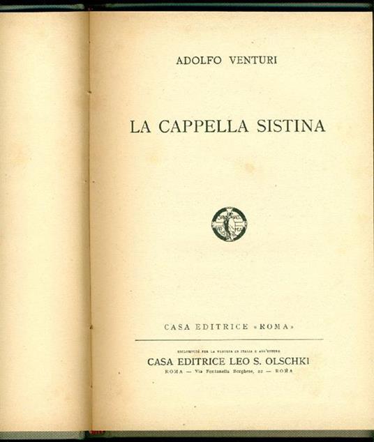 La Cappella Sistina - Adolfo Venturi - copertina