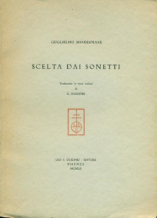 Scelta dai sonetti - William Shakespeare - copertina