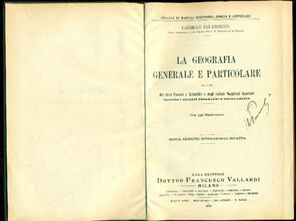 La geografia generale e particolare - Carmelo Colamonico - copertina