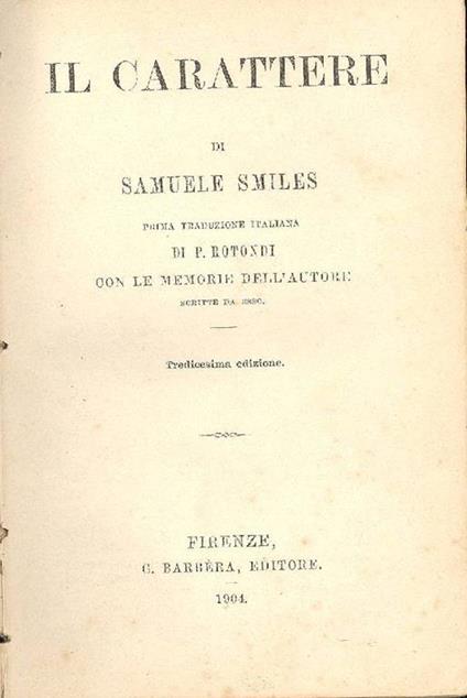 Il carattere - Samuel Smiles - copertina