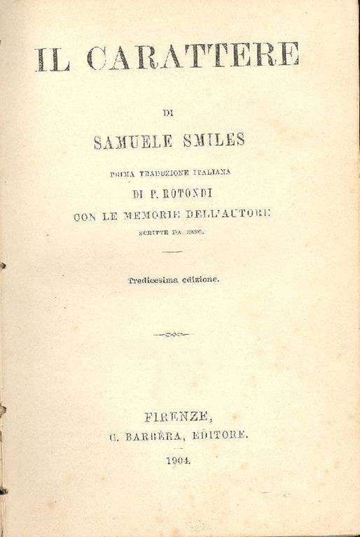 Il carattere - Samuel Smiles - copertina