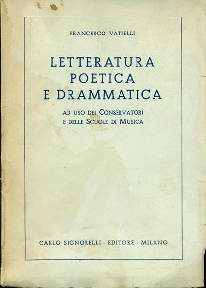 Letteratura poetica e drammatica - Francesco Vatielli - copertina