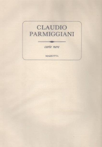 Carte nere - Claudio Parmiggiani - copertina