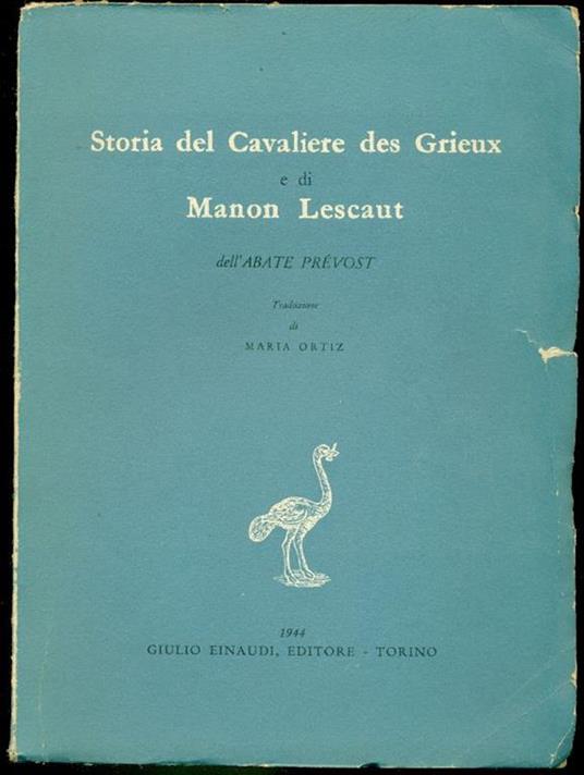 Storia del Cavaliere des Grieux e di Manon Lescaut - Antoine-François Prévost - copertina