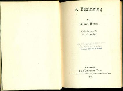 A beginning - Robert Horan - copertina