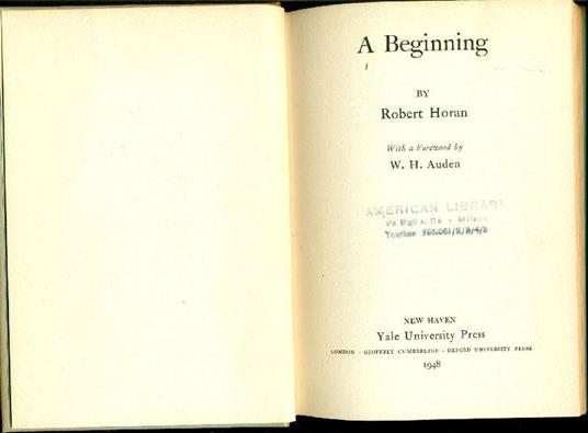 A beginning - Robert Horan - copertina