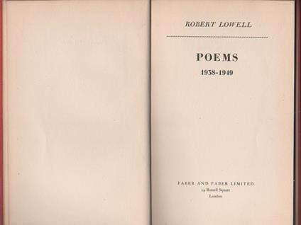 Poems 1938-1949 - Robert Lowell - copertina