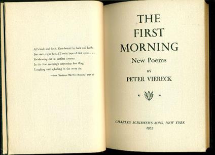 The first morning. New Poems - Péter Viereck - copertina