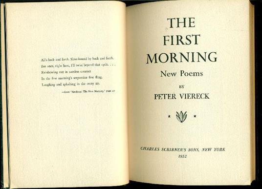 The first morning. New Poems - Péter Viereck - copertina