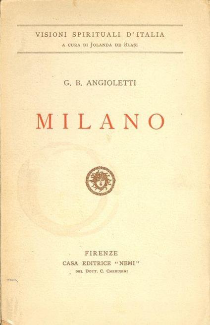 Milano - G. Battista Angioletti - copertina