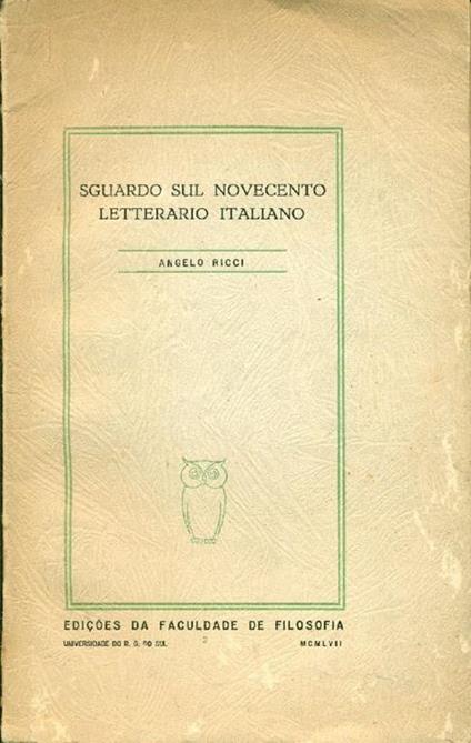 Sguardo sul Novecento letterario italiano - Angelo Ricci - copertina