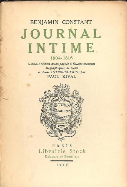 Journal intime 1804. 1816 - Benjamin Constant - copertina