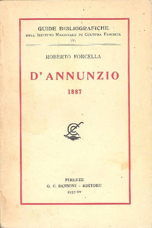 D'annunzio 1887 - Roberto Forcella - copertina
