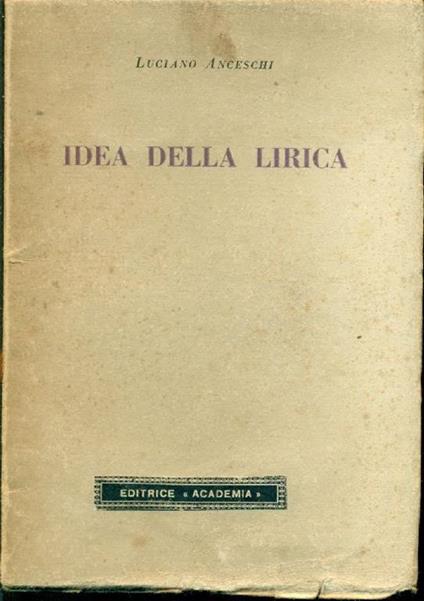 Idea della lirica - Luciano Anceschi - copertina